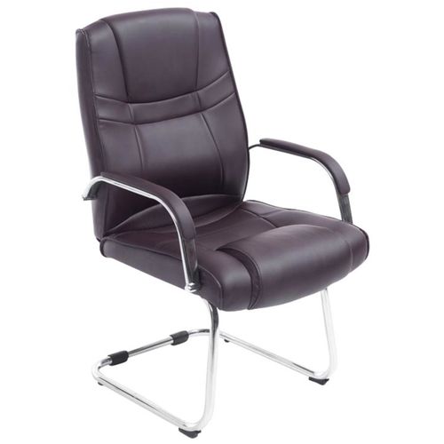 Lot De 2 Chaises Cantilever Attila En Similicuir Avec Accoudoirs Marron