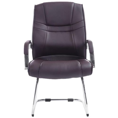 Lot De 2 Chaises Cantilever Attila En Similicuir Avec Accoudoirs Marron