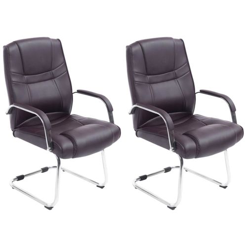 Lot De 2 Chaises Cantilever Attila En Similicuir Avec Accoudoirs Marron
