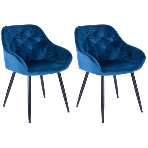Lot De 2 Chaises De Salle À Manger Cassis En Velours Bleu/velours