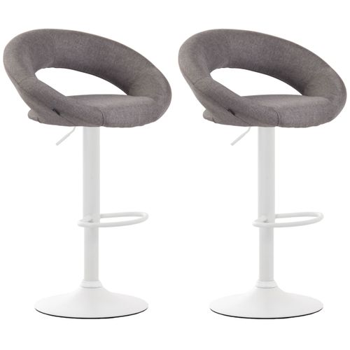 Lot De 2 Tabourets De Bar Olinda En Tissu Hauteur Réglable Et Siège Pivotant Gris/blanc