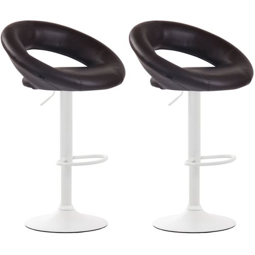 Lot De 2 Tabourets De Bar Olinda En Similicuir Hauteur Réglable Et Siège Pivotant Marron/blanc