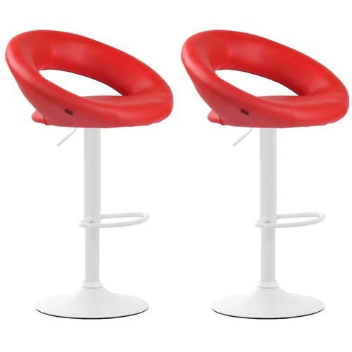 Lot De 2 Tabourets De Bar Olinda En Similicuir Hauteur Réglable Et Siège Pivotant Rouge/blanc