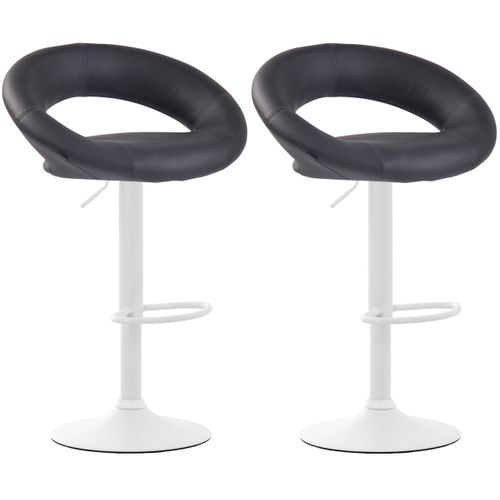 Lot De 2 Tabourets De Bar Olinda En Similicuir Hauteur Réglable Et Siège Pivotant Gris/blanc