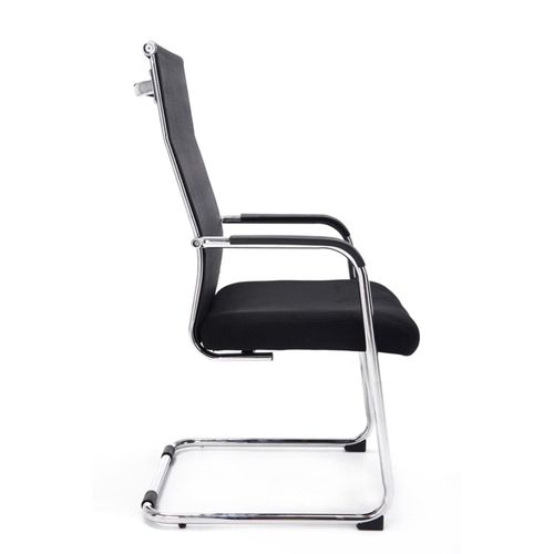 Lot De 2 Chaises Cantilever Brenda Avec Revétement En Maille Et Pied Luge En Métal Noir