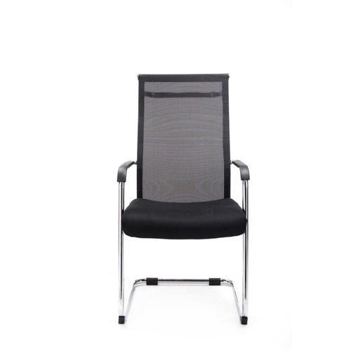Lot De 2 Chaises Cantilever Brenda Avec Revétement En Maille Et Pied Luge En Métal Noir