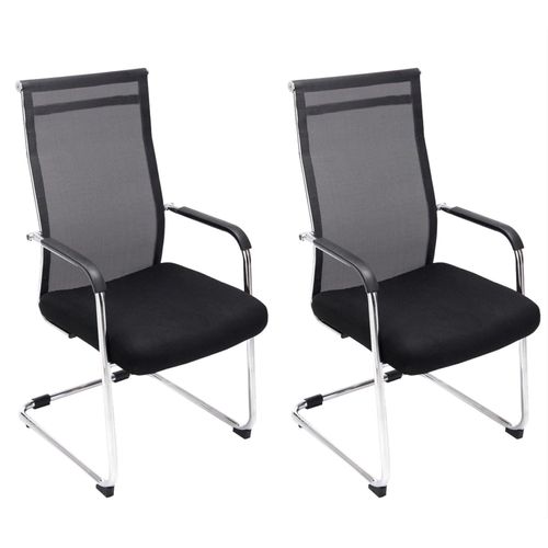 Lot De 2 Chaises Cantilever Brenda Avec Revétement En Maille Et Pied Luge En Métal Noir
