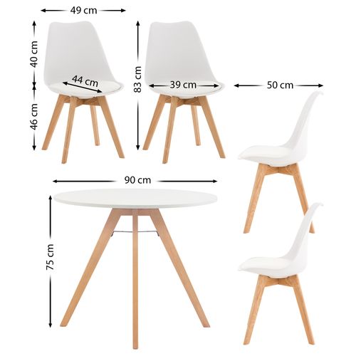 Ensemble De Salle À Manger Livik Avec 1 Table Et 4 Chaises Blanc