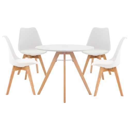 Ensemble De Salle À Manger Livik Avec 1 Table Et 4 Chaises Blanc