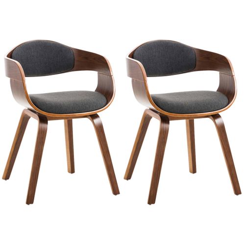 Lot De 2 Chaises De Salle À Manger Kingston En Tissu Noyer / Gris Foncé/noyer