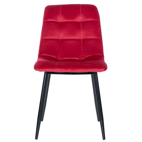 Lot De 4 Chaises De Salle À Manger Antibes En Velours Pieds En Métal Rouge