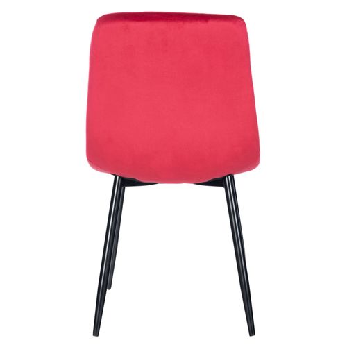 Lot De 4 Chaises De Salle À Manger Antibes En Velours Pieds En Métal Rouge