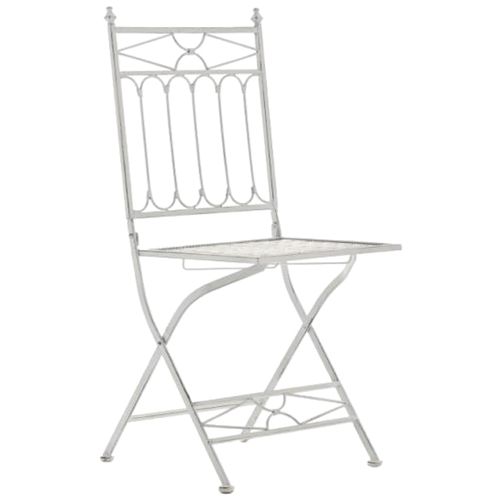 Lot De 2 Chaises De Jardin Pliables Asina En Fer Forgé Blanc Antique