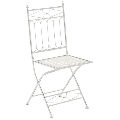 Lot De 2 Chaises De Jardin Pliables Asina En Fer Forgé Blanc Antique