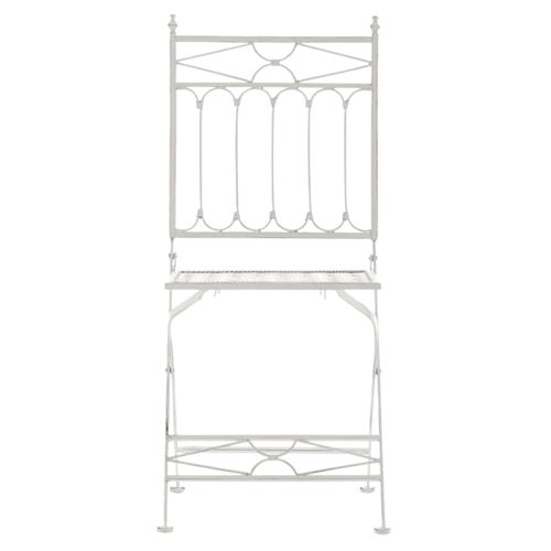 Lot De 2 Chaises De Jardin Pliables Asina En Fer Forgé Blanc Antique