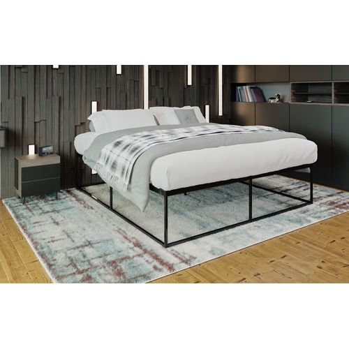 Cadre De Lit En Métal Scala Sommier À Lattes Intégrées Noir /200x180x46 Cm
