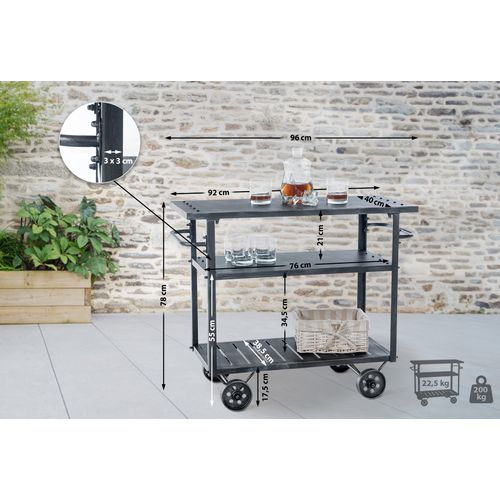 Chariot De Service Spring Dans Le Style Industriel Argent Antique