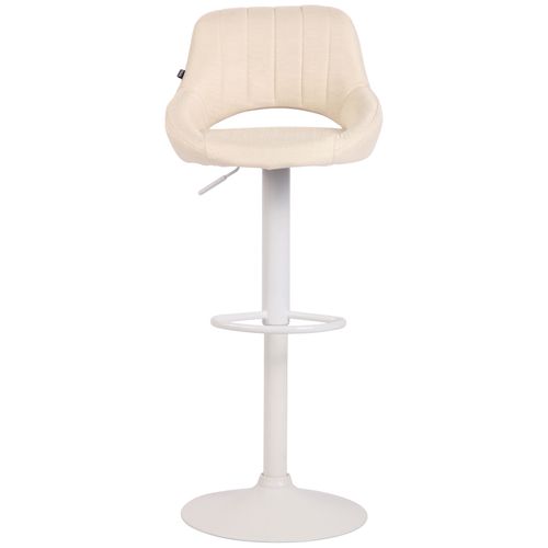Tabouret De Bar Milet En Tissu Et Pied Métal Crème/blanc