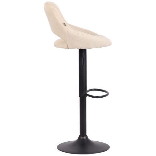 Tabouret De Bar Milet En Tissu Et Pied Métal Crème/noir