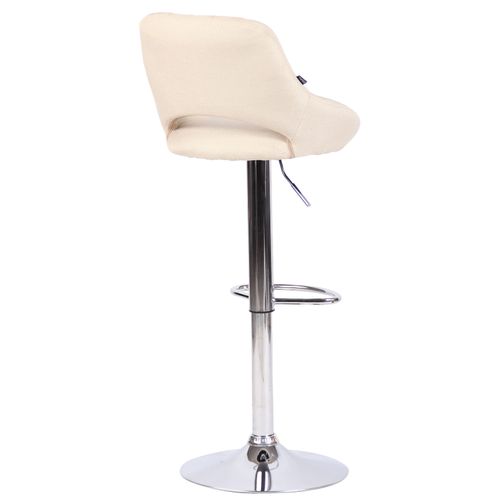 Tabouret De Bar Milet En Tissu Et Pied Métal Crème/chrome