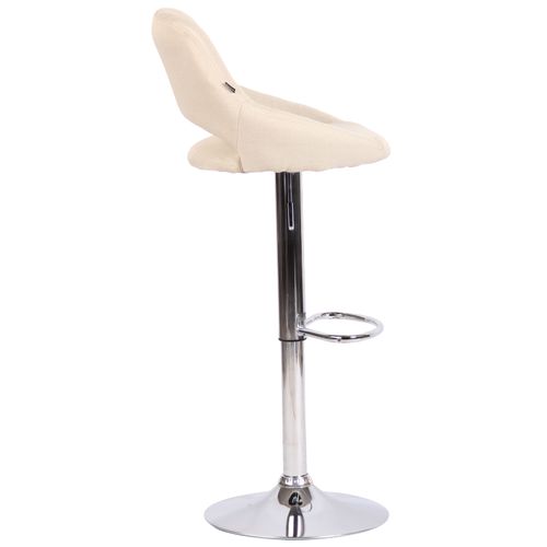 Tabouret De Bar Milet En Tissu Et Pied Métal Crème/chrome