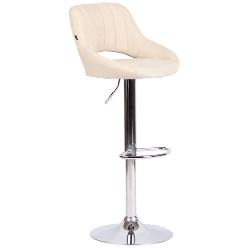 Tabouret De Bar Milet En Tissu Et Pied Métal Crème/chrome