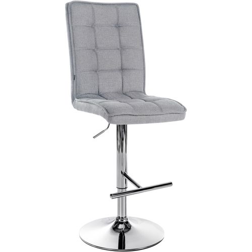 Tabouret De Bar Peking En Tissu Réglable Et Pivotant Gris Clair/chrome