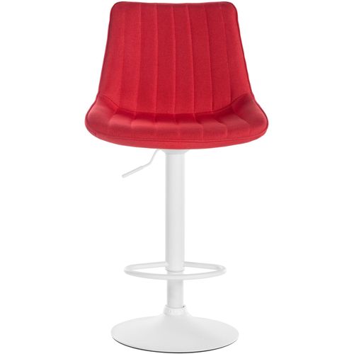Tabouret De Bar Toni En Tissu Pied Trompette En Métal Rouge/blanc