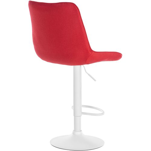 Tabouret De Bar Toni En Tissu Pied Trompette En Métal Rouge/blanc