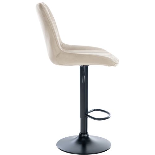 Tabouret De Bar Toni En Velours Pied Trompette En Métal Crème/noir