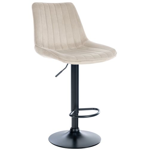 Tabouret De Bar Toni En Velours Pied Trompette En Métal Crème/noir