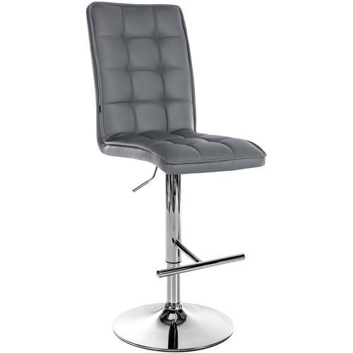 Tabouret De Bar Peking En Similicuir Réglable Et Pivotant Gris/chrome