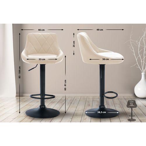 Tabouret De Bar Lazio En Similicuir Avec Pied En Métal Crème/noir