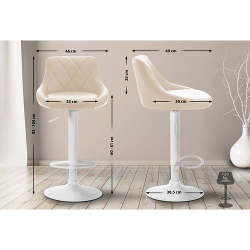 Tabouret De Bar Lazio En Similicuir Avec Pied En Métal Crème/blanc