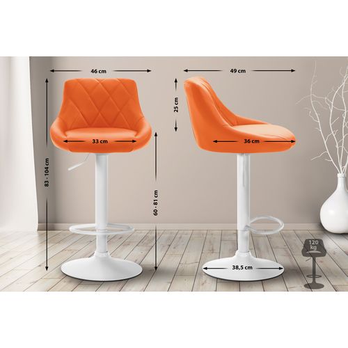 Tabouret De Bar Lazio En Similicuir Avec Pied En Métal Orange/blanc