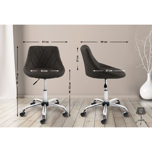 Tabouret De Travail Lazio Réglable En Hauteur Et Pivotant Gris Foncé/tissu