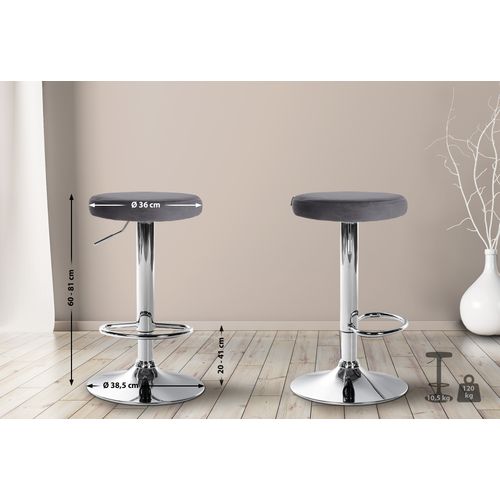 Tabouret De Bar Ponte Velours Chrome