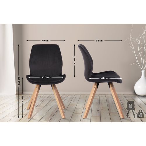 Lot De 4 Chaises De Salle À Manger Luna Noir /velours