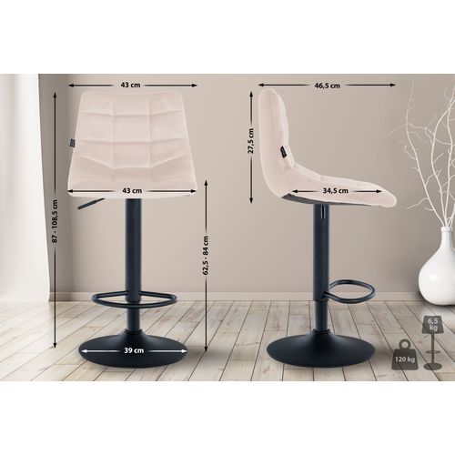 Tabouret De Bar Jerry Velours Noir