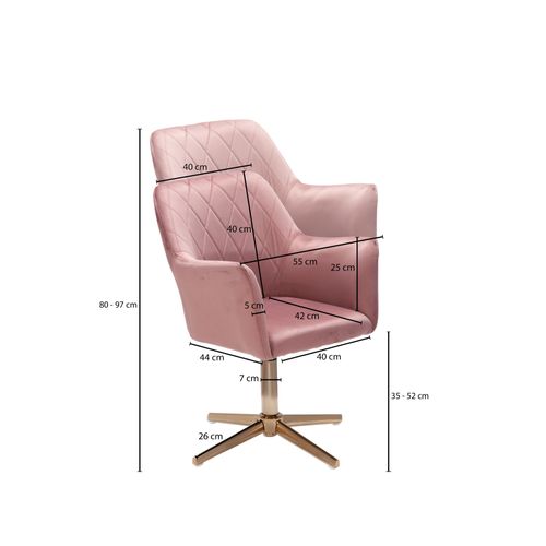 Chaise De Bureau Design Velours Chaise Pivotante Avec Dossier Rose