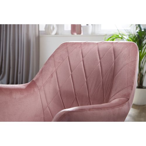 Chaise De Bureau Design Velours Chaise Pivotante Avec Dossier Rose