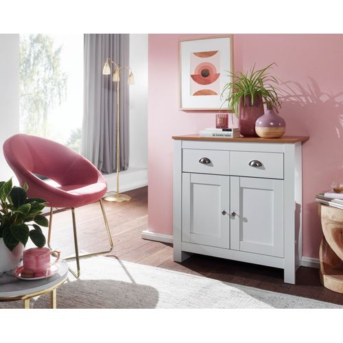 Commode À Tiroirs Blanc / Chêne 79x81x34,5 Cm