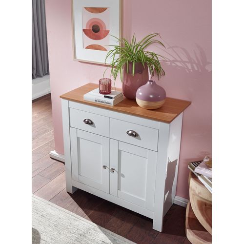 Commode À Tiroirs Blanc / Chêne 79x81x34,5 Cm