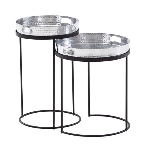 Table D'appoint Lot De 2 Table Basse De Salon Metal Orientale Aluminium