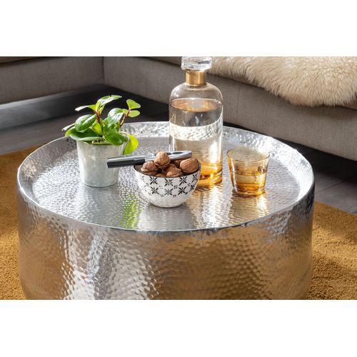 Table Basse De Salon 60x60x35 Cm Table De Canapé Metal Orientale Ronde