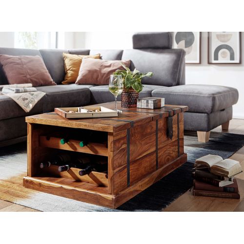 Table Basse De Salon 100 Cm Table Coffre Avec Porte-bouteilles Moderne