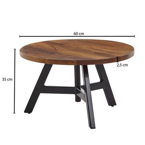 Table Basse Ronde Bois Massif 60x60x35 Cm Moderne Petite Table De Salon
