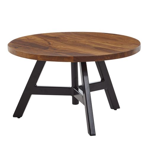 Table Basse Ronde Bois Massif 60x60x35 Cm Moderne Petite Table De Salon