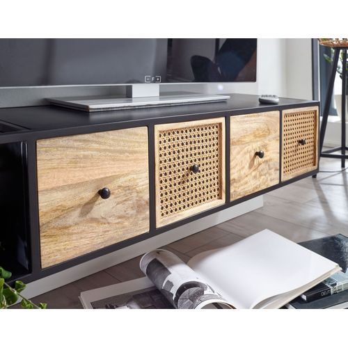 Meuble TV Suspendu 150x25x35 Cm Bois Massif Lowboard Panneau Télévision