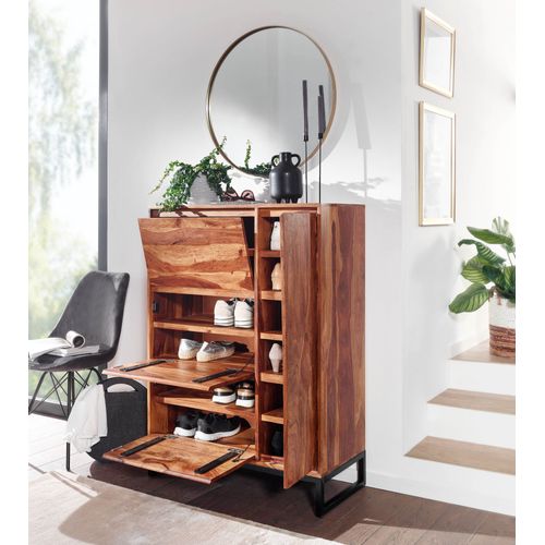 Meuble à Chaussures Bois Massif 120 Cm Rangement Meuble De Entrée